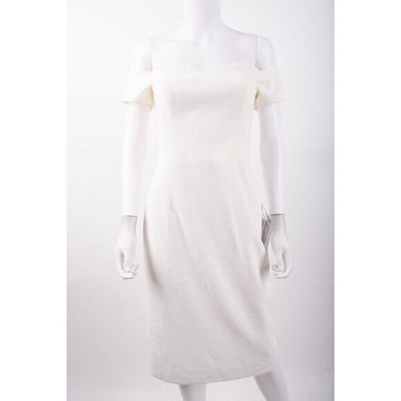 Dress The Population Womens Off The Shoulder Dress M Off white Ivory NWOT - Picture 2 of 7